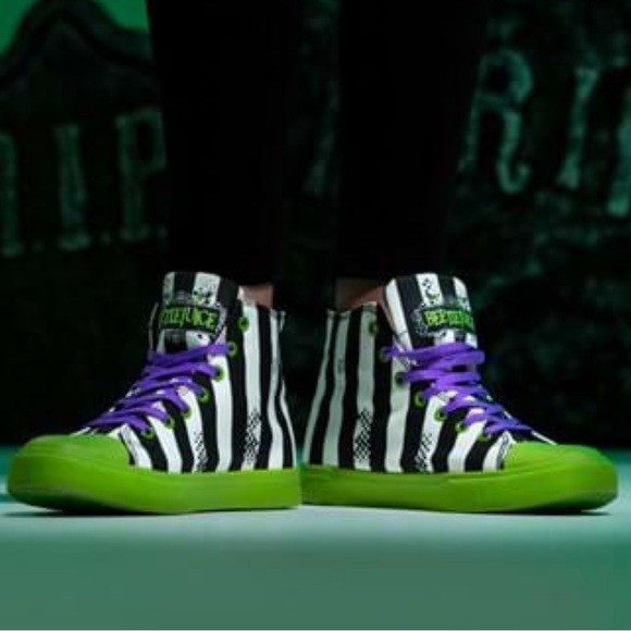BEETLEJUICE sneakers shoes black and white sandworm striped stripe Tim Burton - Picture 5 of 16